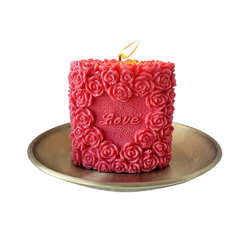 3D Silikon Valentine Flower Rose Pillar Kerzen formen für Kuchen Seife Süßigkeiten, Rose Pillar Ball Kerzen form für DIY Candle MakinG