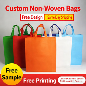 שקיות בד לא ארוג בסיטונאות במלאי, שקיות נשיאה אקולוגיות הניתנות להתאמה אישית, שקיות קניות לקידום מכירות מעובות ומצופות - Product Image 5