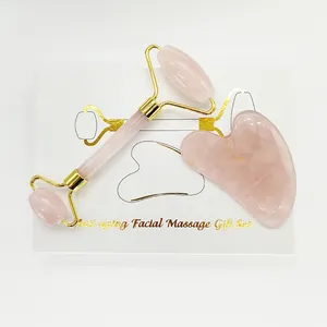 Rouleau de poudre de jade naturel en cristal Quartz rose Pierre de Guasha