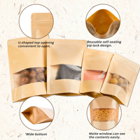 Sachet alimentaire en papier kraft réutilisable de haute qualité avec fenêtre transparente