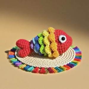 DIY pez arcoíris hecho <span class=keywords><strong>a</strong></span> mano <span class=keywords><strong>Amigurumi</strong></span> pez relleno tejer <span class=keywords><strong>muñeca</strong></span> para peces tejer bolsa decoración para esperar regalo de mamá - Product Image 4