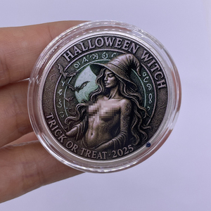 Diseño libre Metal Craft Festival Halloween Bruja Desafío Moneda 40mm Moneda redonda - Product Image 2