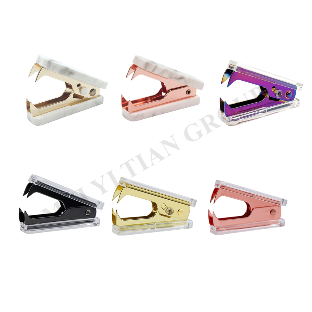 Милый красочный Съемник скоб, чистый/мраморный акриловый корпус, стальные челюсти, съемник скоб, аксессуары для стола, дома, офиса, школы