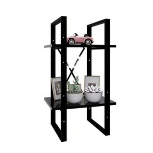 Black 2 Tier Engineered Wood <b>Book</b> <b>Cabinet</b> Minimalist Kids Furniture - Product Image 1