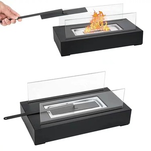 Braciere Portatile Rettangolare a <span class=keywords><strong>Bioetanolo</strong></span> Caminetto da Tavolo Interno-Esterno in Acciaio con Vetro Facile da Usare - Product Image 4