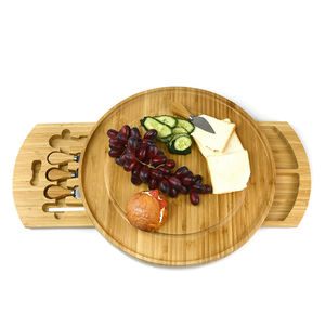 Planche à fromage en bambou avec couverts pour la maison et la cuisine, planche à fromage ronde - Product Image 1