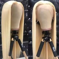 Perruque frontale sans colle HD 13x6 en cheveux humains vierges bruts 613, couleur blonde, cheveux indiens et cambodgiens bruts, pour femmes