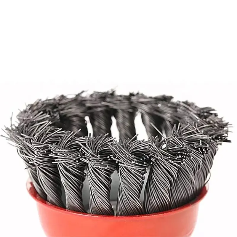 75ミリメートル3 "Steel Wire Wheel Knotted Cup Brush Rotary Steel Wire Brush For Angle Grinder