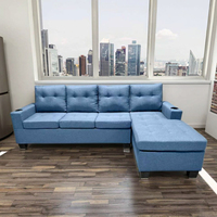 Canapé sectionnel convertible et extensible en tissu lin moderne, ensemble complet par Frank Furniture pour une assise polyvalente dans le salon