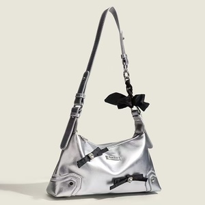 Sac à bandoulière en cuir à blocs de couleurs avec décoration de nœud pour femme - Product Image 1