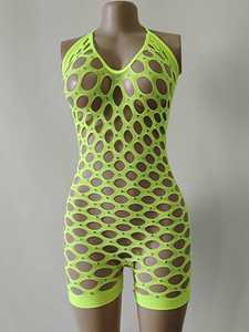 Offre Spéciale Sexy résille fille strass corps complet cristal Sparker une manche body Clubwear danse porter Lingerie - Product Image 3