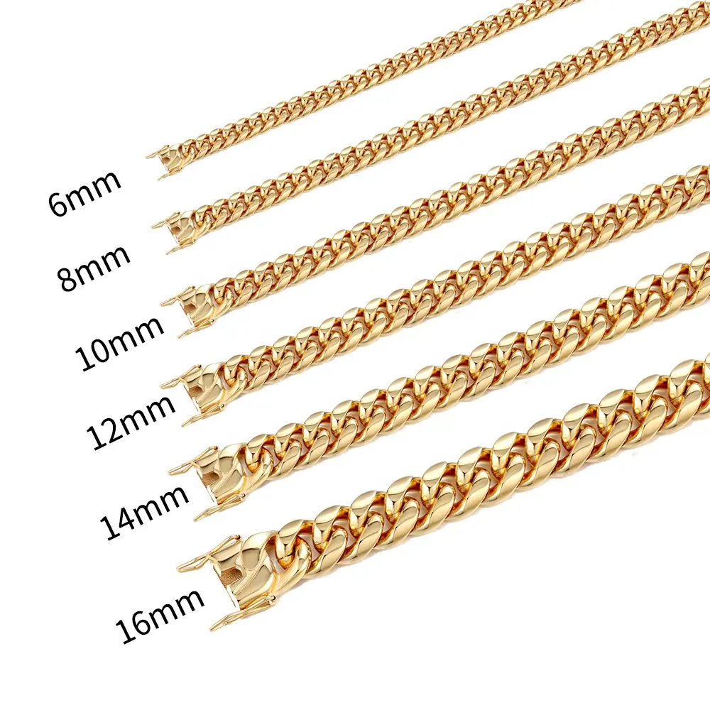 Großhandel Goldkette Herren 14 Karat 18 Karat vergoldet Miami kubanische Glieder kette Frauen Edelstahl Halskette Schmuck