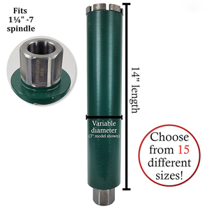 Forets à noyau turbo diamant agressif DZ avec pointe en V pour parpaings de maçonnerie en béton - Product Image 2