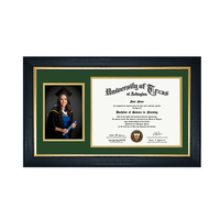 Cadre photo en bois massif noir Mondon Wholesale pour diplôme et photo avec passe-partout vert pour certificat 8,5x11
