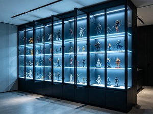 Vitrine haut <span class=keywords><strong>de</strong></span> gamme personnalisable avec verre trempé, cadre en aluminium et éclairage LED intégré, idéale pour les modèles, les jouets - Product Image 4