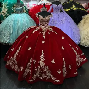 ชุดพรอมเปิดไหล่สีแดงเข้มสำหรับเด็กผู้หญิงชุดเดรสเด็กผู้หญิงอายุ15ปีชุดเดรสหวาน16ปี QM654 - Product Image 2