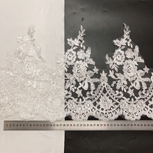 ลูกไม้ปักลายดอกไม้สีงาช้างสำหรับงานแต่งงานพร้อม LT2589B ปักเลื่อม - Product Image 6