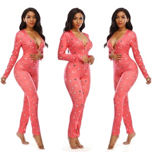 2021 New Marry Christmas Deep V Neck Long Sleeve Pants <strong>Onesie</strong> <strong>Santa</strong> Sleepwear Women Pajamas Sexy Christmas <strong>Onesie</strong> for Women - Product Image 1