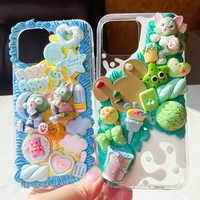 Coque de téléphone portable en silicone souple transparente en gros avec décoration DIY en colle crème