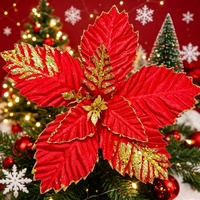 Luxueuze Bourgondiërode fluwelen realistische kerstbloemen voor hoogwaardige evenementen - Langdurig houdbaar, waterdicht bloemendesign