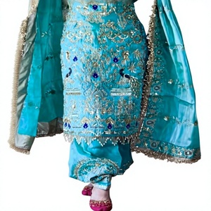 ZAIN EXPORT lanza un nuevo conjunto de fiesta de diseño con top, dhoti salwar y dupatta en crepé natural de secado rápido. - Product Image 1