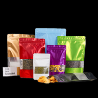 Sachets Doypack en Mylar VMPET aluminisé coloré avec fermeture zip blanche et fenêtre translucide givrée pour l'emballage alimentaire (thé, chips)