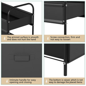 Estante de almacenamiento de Metal de <span class=keywords><strong>3</strong></span> niveles, 2 cajones de tela plegables, estantes de cubo, estantería de almacenamiento, precio bajo al por mayor - Product Image 6