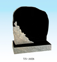 Pierre tombale en granit noir de style américain traditionnel, très demandée, avec sculpture d'ange et garantie de 2 ans
