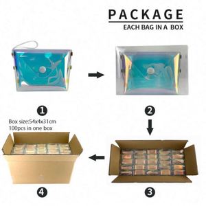 Vente en gros de porte-monnaie en PVC holographique imperméable, élégant et mignon, mini sac à main transparent pour filles - Product Image 6