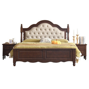 Modern Minimalist Princess Bed Light Luxury All-Solid Wood Bedroom Storage American-Style Vintage Double Bed Soft Bed - Product Image 4