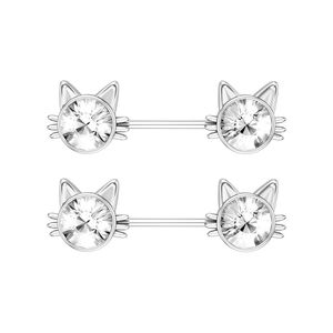Anillos de acero quirúrgico 316L, cristal rosa, gato, Piercing para el cuerpo, joyería - Product Image 4