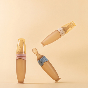 Cuillère-<span class=keywords><strong>biberon</strong></span> en silicone sans BPA avec base à ventouse, distributeur de nourriture à presser pour bébés, distributeur de céréales de riz pour nourrissons - Product Image 6