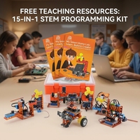 Kit de Entrenamiento de Robótica DIY de Aleación de Aluminio Avanzada 15 en 1 para Hogar Inteligente IoT para Adolescentes, Aprendizaje de Codificación Gráfica