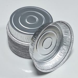 Contenedores redondos de papel de aluminio de 8 ", revestimientos para freidora de aire, sartenes de 205*46mm, bandejas de estaño de 1000ml con tapa para horno, tostador y catering - Product Image 1