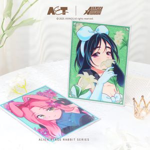 Yjacuing Alien Stage Rabbit Series Plaque d'art plastique 6,5 x 4,7 pouces, figurine anime scintillante officielle Alnst pour présentation sur <span class=keywords><strong>table</strong></span> - Product Image 5