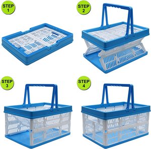 Cestino portaoggetti pieghevole cestini impilabili in plastica scatola porta contenitori con manico per <span class=keywords><strong>frutta</strong></span> e verdura - Product Image 5