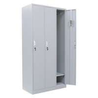 Casier de vestiaire pour ouvriers d'usine, 3 portes, en acier, avec serrure à clé, auto-fermant, durable, pour le rangement des vêtements