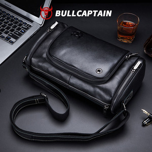 BULLCAPTAIN Men's Cowhide <b>Leather</b> Messenger Bags Laptop <b>Briefcase</b> Satchel Crossbody Bag Men Business Travel Casual Shoulder Bag - Product Image 2
