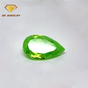 High quality cubic zirconia pear shape apple green WuZhou cubic zircon for jewelry decoration