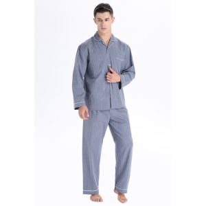 Set <span class=keywords><strong>Pigiama</strong></span> da <span class=keywords><strong>Uomo</strong></span> <span class=keywords><strong>con</strong></span> Maniche Lunghe e <span class=keywords><strong>Bottoni</strong></span>, Comodo e Morbido, Ideale per il Relax e il Sonno - Product Image 2