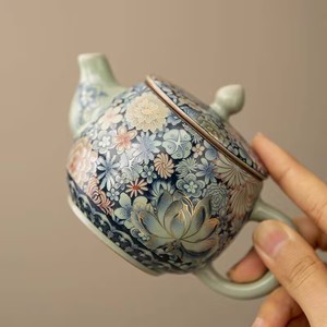 กาน้ำชาเซรามิกจีนลายครามสีน้ำเงินขาววาดด้วยมือแบบวินเทจ ปลอดสารตะกั่ว ปลอดภัยสำหรับอาหาร เหมาะสำหรับเป็นของขวัญ ขายส่ง - Product Image 6