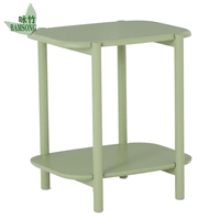 Table d'appoint moderne en bois écologique vert clair avec deux niveaux de rangement, gain de place pour canapé, chambre, table d'angle