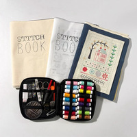 Livre de point de croix à feuilles mobiles avec kit d'aiguilles à broder, accessoire de couture DIY fait main pour tissus