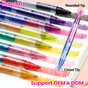 Marqueurs métallisés à paillettes avec double embouts 16 couleurs de paillettes Marqueur à pointe ronde pour livres de coloriage pour enfants - Product Image 2