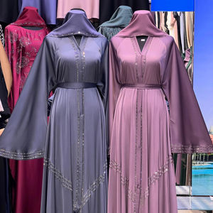 Abaya di Lusso Traspirante in Poliestere 2025 Dubai, Bellissimo <span class=keywords><strong>Abbigliamento</strong></span> Islamico Tradizionale Nero per Donne, <span class=keywords><strong>Abbigliamento</strong></span> Musulmano Arabia Saudita - Product Image 5