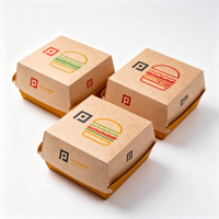 Boîte à hamburger en carton blanc biodégradable jetable, impression personnalisée du logo et du motif, emballage pour la restauration rapide à emporter, commande en gros