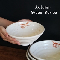 Bol à nouilles en mélamine motif fleur d'herbe d'automne, bol à soupe, ensemble coloré, cuillère à soupe, assiette à saveurs