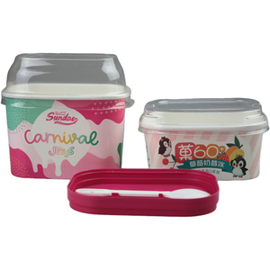 Hot bán tùy chỉnh in vuông dùng một lần giá bồn tắm Ice Cream cốc giấy <span class=keywords><strong>container</strong></span> với nắp vuông cốc giấy tùy biến - Product Image 1