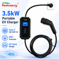 Nouveau chargeur EV portable 3,5 kW Type 2 16A 230V AC Protection IP67 Prise personnalisée Européenne Maison Garage Sûr Garantie 2 ans