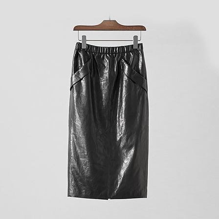 5302 New Arrival Ladies Garments Long Skirt Back Slit Oil Waxed Vegetable Tanned Sheepskin Leather Skirt for Ladies Women